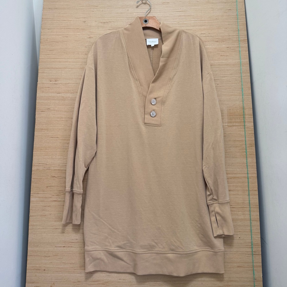 Sundays by Weโ Are Sundays Tan V-Neck Tunic Sweatshirt Relaxed Fit Large